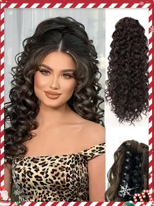 Handmade Claw Ponytail Hair Clip, 14 Inch Long Elastic Wave Synthetic Curly Hair Tail Wig, Heat Resistant Fiber for Women Daily Use