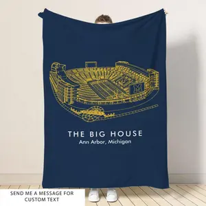 Michigan Stadium Blanket for Bed Sofa Home Bedroom Office Travel  Family Friends and Kids Birthday Gift Christmas Present