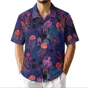 Hot Summer 2026 Ocean Jellyfish Hawaiian Shirt, Colorful Sea Life Summer Beach Button Down Shirt
