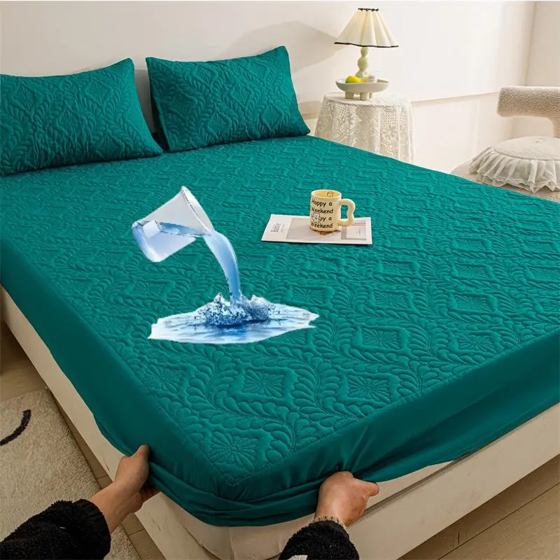 Waterproof Mattress Protector Set, Soft Breathable Bed Sheet Cover with Deep Pocket, Noiseless Washable for Bedroom Hotel Apartment School, Smooth Mattress Cover
