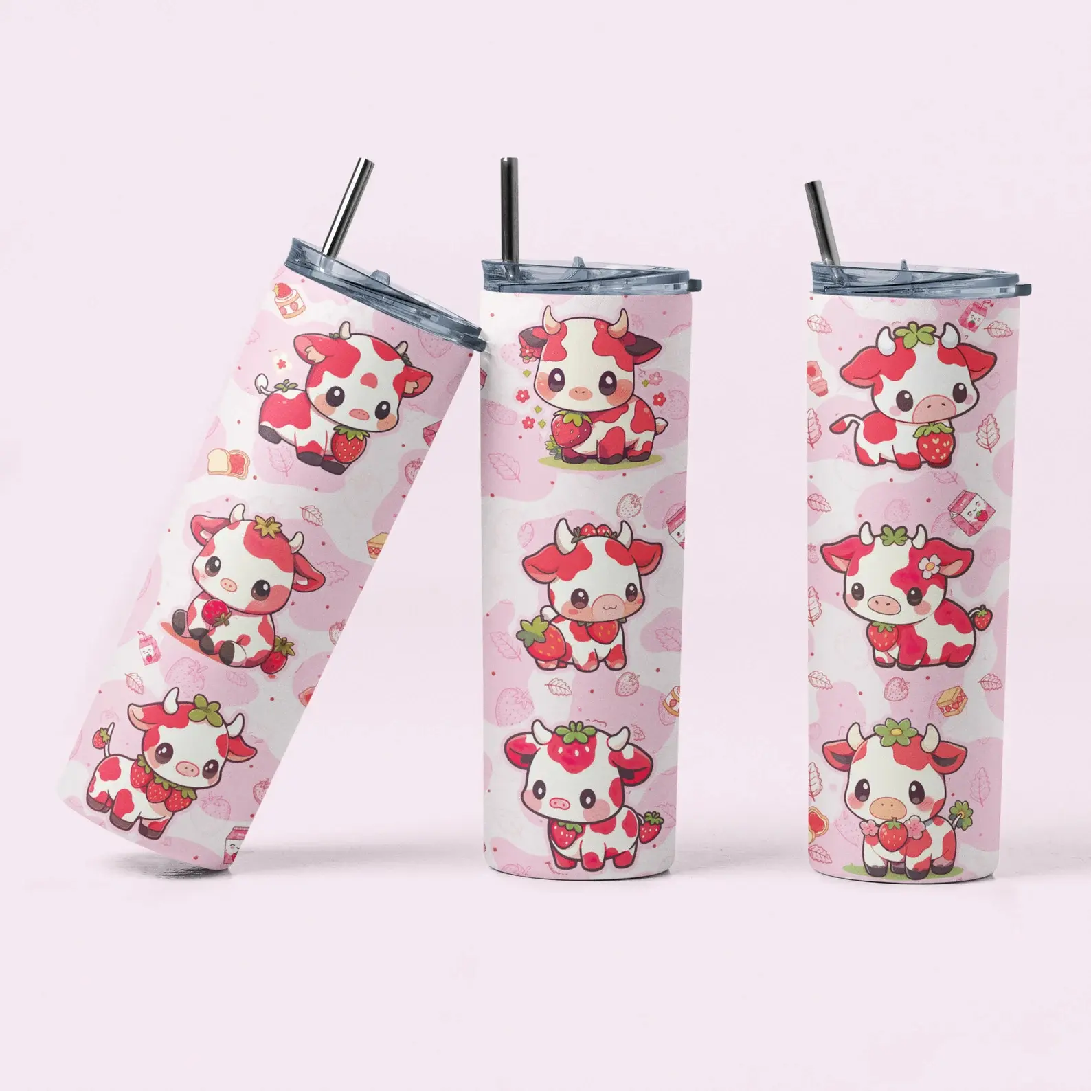 Berry Cute! Strawberry Cow Tumbler - 20-30 oz - Custom Name  - Personalize It!