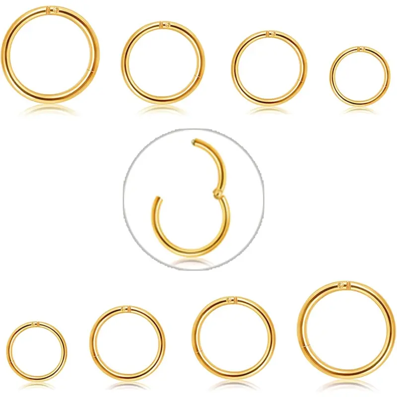 Stainless Steel Cartilage Hinged Piercing Hoop Earrings, Unisex 16g & 18g Piercings, Multiple Sizes (6-12mm), Durable Body Jewelry Set