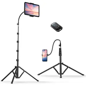 82" Tall Heavy Duty Phone Stand for Recording, Tablet Stand Holder with 15" Adjustable , Overhead Selfie Tripod for iPhone/iPad/Android for Recording/Live Streaming/Watching/Cooking