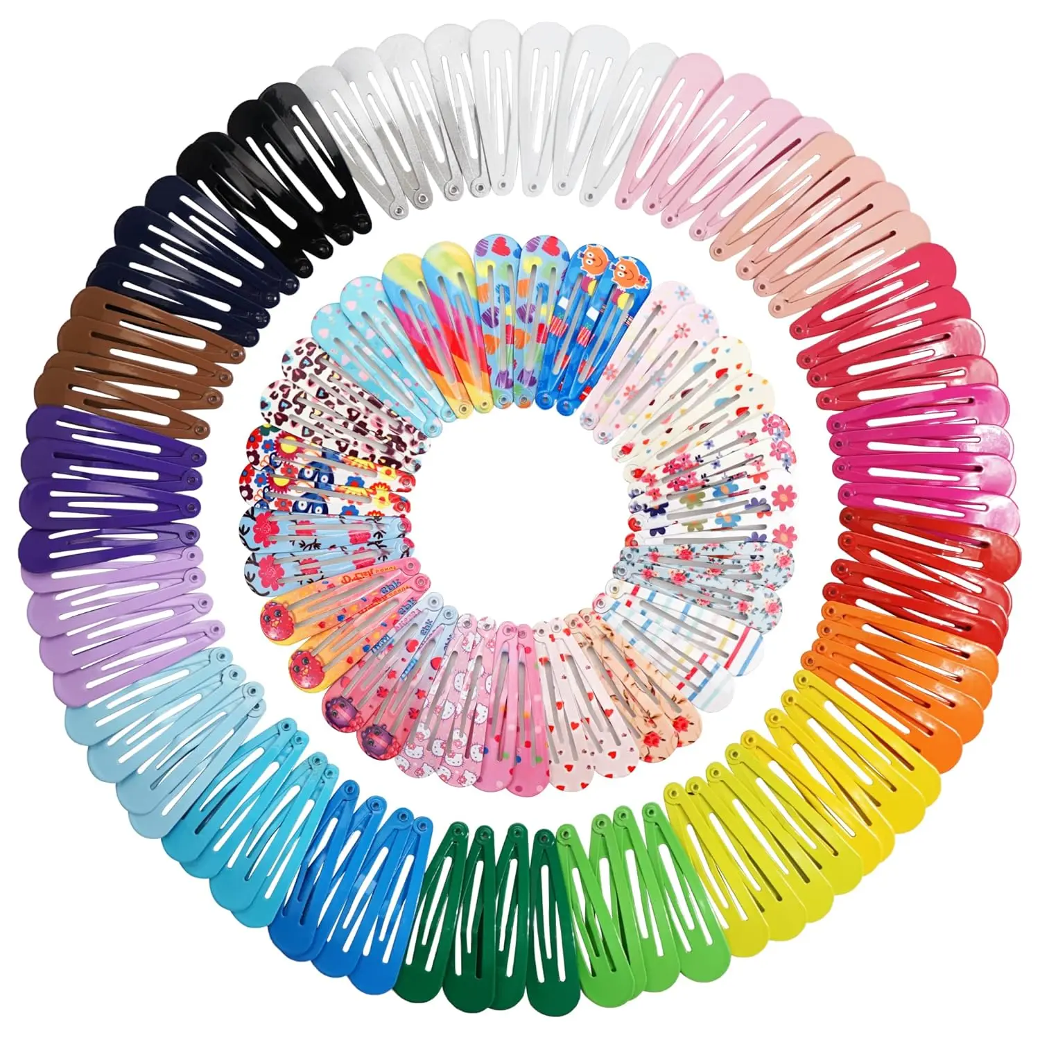 Clips for Hair, 120 count 2 Inch Metal Barrettes Snap Hair Clips for Girls  Teens Women, Cute Candy Color Hair Pins for Birthday Party , 40 Assorted Colors (Pattern Print & Solid Color)