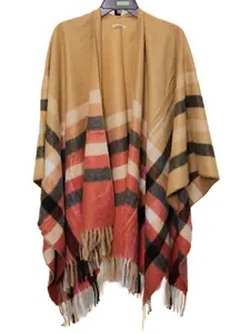 Plaid blanket wrap/poncho
