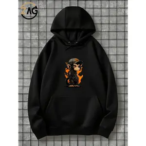 2025 Cartong Best Monkey Graphic Hoodie for Men Streetwear Fashion Casual Wear Trendy Clothing Urban Style - Unisex, hooded sweatshirt, front pocket design, casual pullover shirt Trendy Tops Sweatshirts Fall Womens Mens Halloween Birthday Christmas Gifts