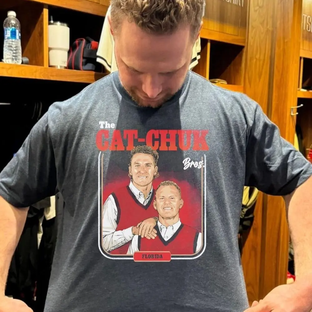 The Cat-Chuk Bros Matthew Tkachuk Brady Tkachuk Shirt Vintage Step Brothers Parody Graphic Tee Premium Cotton Unisex T-Shirt Top