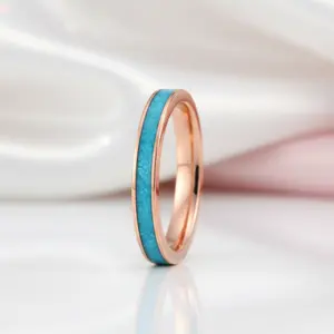 3mm Blue Turquoise Titanium Wedding Band
