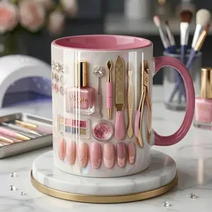 Custom Nail Technician Mug with Personalized Name, 2D Print 3D Look Coffee Cup for Manicurists, Nail Artists and Salon Professionals, Unique Beauty Lover Gift