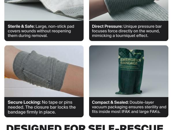 SURVIVEX  Israeli Premium Elastic Compression Pressure Bandage - 6-inch Breathable Sports Tape for Adults Emergency Kit - Fast Bleeding Control & Military-Grade Reliability