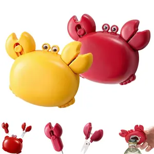 Crab Shape 4-in-1 Multifunctional Kitchen Utensils Opener - Magnetic Refrigerator Magnet, Mini Scissors, Retractable Box Cutter, Beer Opener for Home & Office