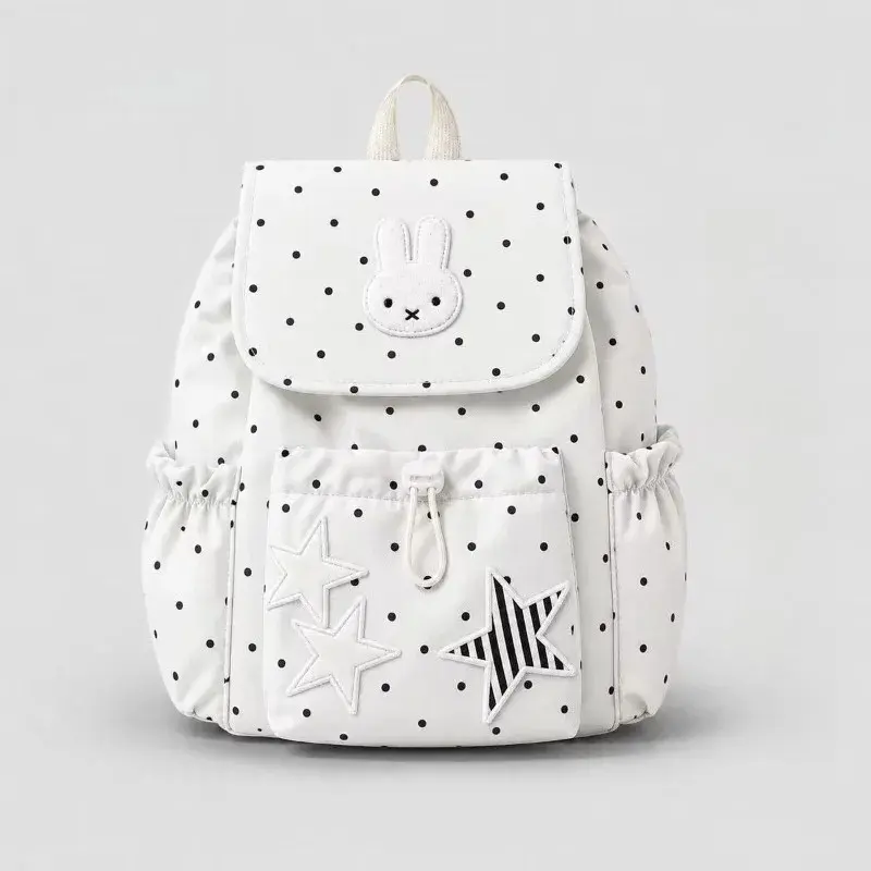 Cartoon Kawaii New Fashion Good Looking School Bag Large Capacity Polka Dots Commuting Shoulders Storage Durable Practical Miffy