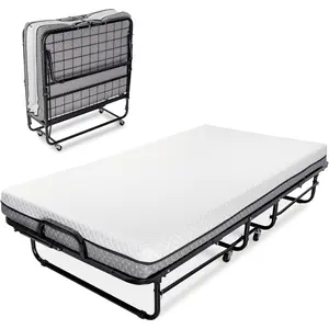 Folding Bed – Twin Size - with Luxurious Memory Foam Mattress and a Super Strong Sturdy Frame – 75” x 38Office lunch break portable bed hotel extra bed folding single nursing bed easy to carry when traveling