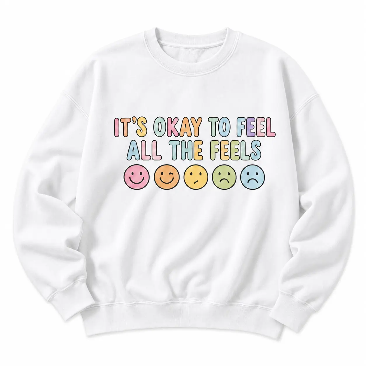 Mental Health Sweatshirt Feel all the Feels Counselor Teacher ADHD Anxious Mental Health Awareness Emotions Feelings Tee Tops Menswear