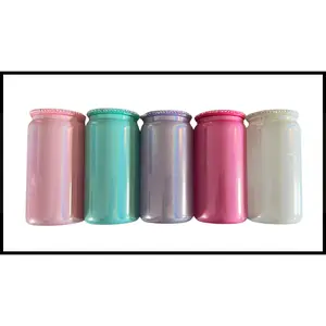 16oz Shimmer Holographic Glass with Rhinestone Lid