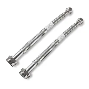 24" X 1" FIP Heavy Duty Durable Stainless Steel Corrugated Water Flex Connector W/Extra Thick Washers/Ideal for Water Heater and Water Softener (2 Pack)
