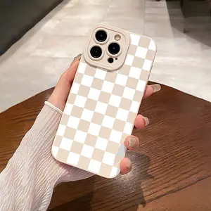 Plaid Print Tpu Shockproof Protective Phone Case for iPhone 15 Series, Simple Design Mobile Cover, Ideal Gift for Family & Girlfriend