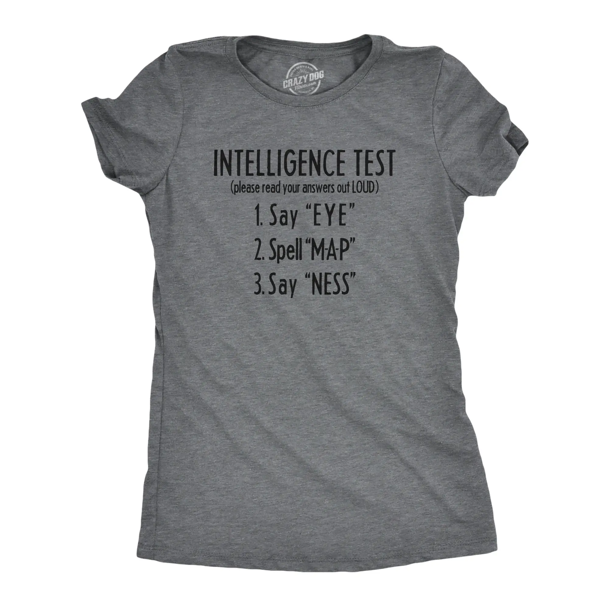 Womens Intelligence Test Eye MAP NESS T Shirt Funny Secret Message Novelty Humor Tee Funny Womens T Shirts Cute Vintage Fashion Casual Ladies T-Shirt Gift Funny Sarcastic Top Women's Novelty Tees Dark Grey