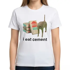 I Eat Cement Oddly Specific T-Shirt, Unisex Ironic Dank Meme Graphic Tee, Sarcastic Internet Humor Novelty Short Sleeve Apparel for Men and Women, Aesthetic Y2K Fashion Top, Viral Trendy Weirdcore Streetwear Shirt