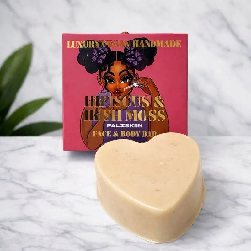 PALZSKIIN Hibiscus, Strawberry & Watermelon Cleansing Soap Bar with Irish Moss – Gentle Daily Facial & Body Cleansing Bar for Soft, Smooth-Looking Skin