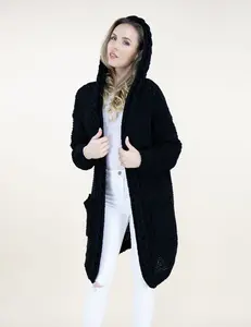 Hood & Long Sleeve Braided Trim Pocket Cardigan