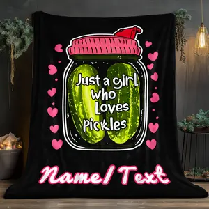 Personalized Pickle Lover Blanket - Soft & Warm Flannel Throw with Custom Name, Lightweight Home Furnishings for Sofa, Bed, Travel, Camping, Office - Charming Gift for All Seasons, 31.5x47.2in / 51.1x59in / 59x78.7in, Personalized Blanket