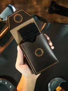 Perfect Wallet For Valentines Gift For Him Birthday And Anniversary Gift Genuine Leather Hand Crafted Leather Wallet Slim Minimalist Flap Magnetic ClosureDesign Leather Card Holder Hand Waxed Burnished Edges