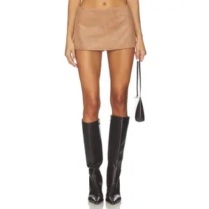 Tularosa Noella Faux Suede Skort in Golden Tan