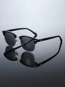 Fashion Metal Half Frame Business Style Rectangular Glasses Unisex, Versatile Streetwear Driving Eyewear, No Packaging Box Included