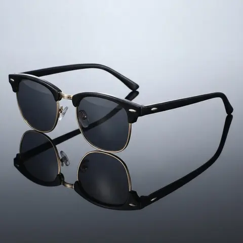 Fashion Metal Half Frame Business Style Rectangular Glasses Unisex, Trendy Styling Sunglasses, Half Frame Sunglasses Versatile Streetwear Driving Eyewear, No Packaging Box Included