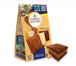 Ferrero Rocher Premium Milk Hazelnut chocolate squares, Individually Wrapped Chocolates, Great for Sharing or Gifting, 3.7 oz
