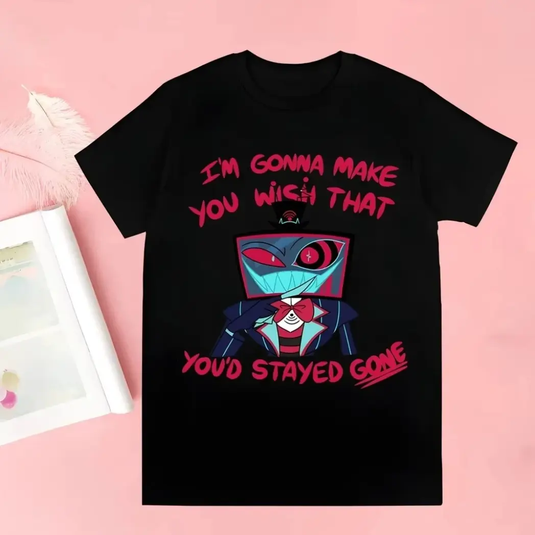 Cartoon Anime T-shirt Hazbin Hotels Alastor Tee Harajuku Y2k Tops High Quality Cotton Clothes Vintage Men Women Clothing, Unisex Graphic T-Shirt, Soft Cotton, Perfect Gift for Any Occasion