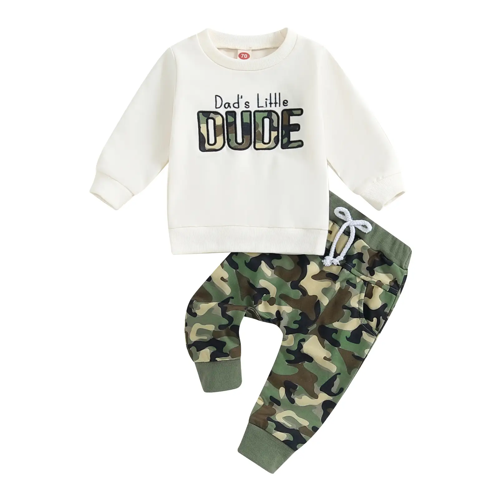 Fall Winter Clothes Outfits Baby Boys Pants Set, Long Sleeve Embroidery Letters Sweatshirt with Camouflage Sweatpants Infant Clothes