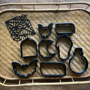 Spooky Season Cookie Cutters + Bat + Coffin + Spell bottle + spiderweb + cookie stencil