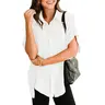 DOKOTOO Women's Tops Dressy Casual V Neck Button Down Shirts Solid Short Sleeve Blouses Oversized Fit Batwing Collared Baggy Minimalist Style