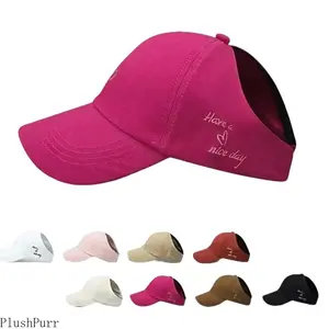 Women's 2026 Embroidered Empty Tail High Ponytail Sports Cap - Breathable Summer Baseball Hat with Sun Visor - Ideal for Outdoor Sports, Running