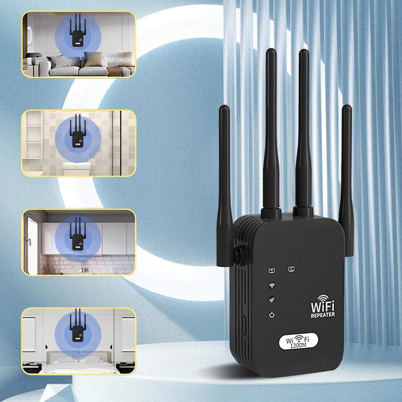 WiFi Extender 2025, 1200Mbps Dual Band (5GHz/2.4GHz) Signal Booster, Covers 10,000 sq. ft & 50 Devices, Repeater with Ethernet Port for Home, Gifts