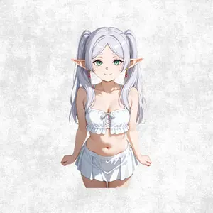 Frieren Anime Girl Sticker – Cute Elf Mage, White Outfit, Fantasy Aesthetic Decal