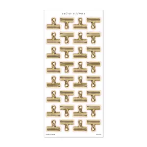 Clips • Gold  • Sticker Sheet • Stickers for Scrapbooking, Journaling, Bullet Journal, Junk Journal, Planner, Calendar