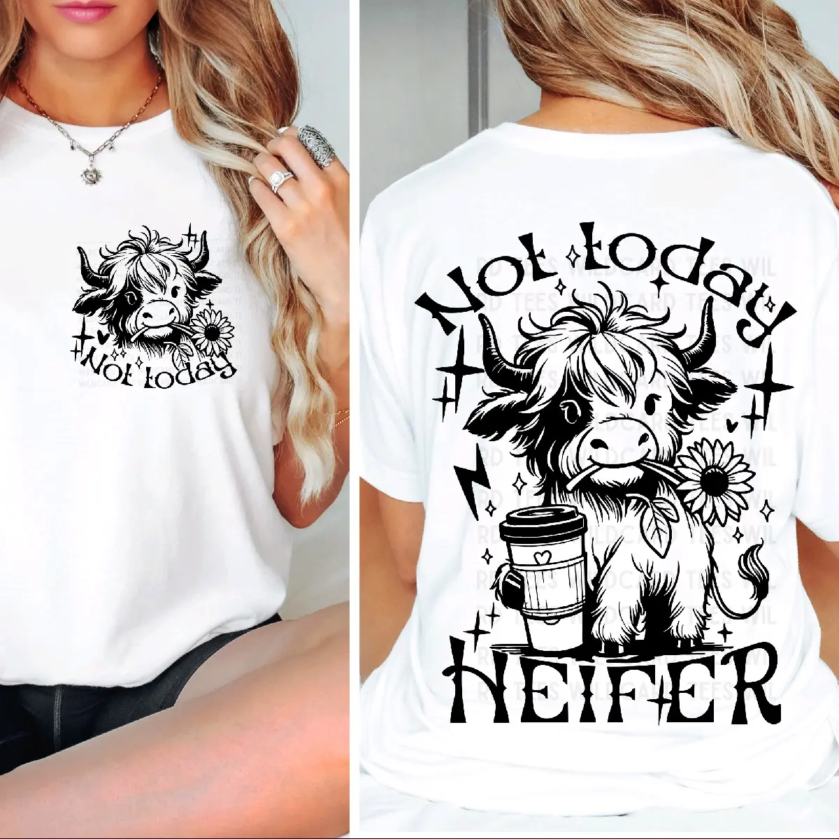 Not Today Heifer Tshirt, Cute Highland Cow Tshirt, Funny Quote Tshirt, Snarky Quote Tshirt