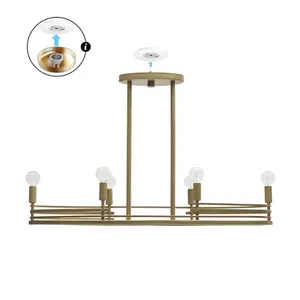 SkyPlug Tallant 6-Light Chandelier in Transitional & Modern Style 50.5 Inches Tall 33 Inches Wide Lacquered Brass Plug & Play Kitchen Lighting