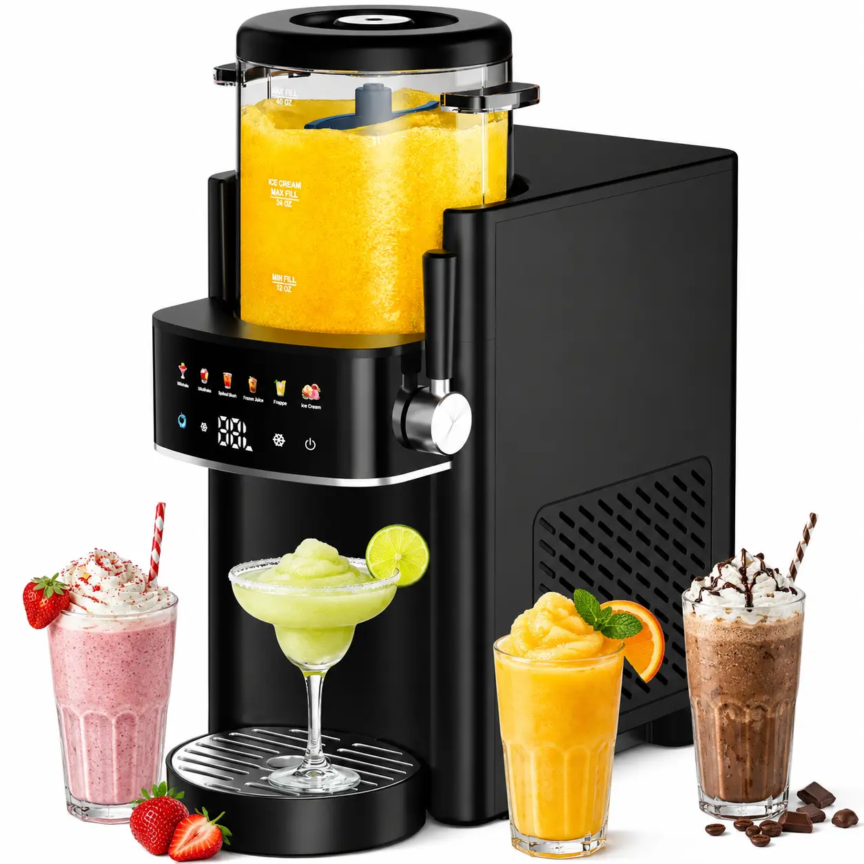 Slushie Machine for Home, S1 40oz No Ice Needed Frozen Drink Maker, 6 Smart Presets, Adjustable Texture, LED Touchscreen, Self-Cleaning