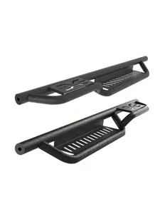 Running Boards Compatible With 2007-2018   JK JKU Unlimited 2 Doors. Black Powder Coated Steel  Bar. Two Stairs. 6inch Side Steps Truck Vehicle
