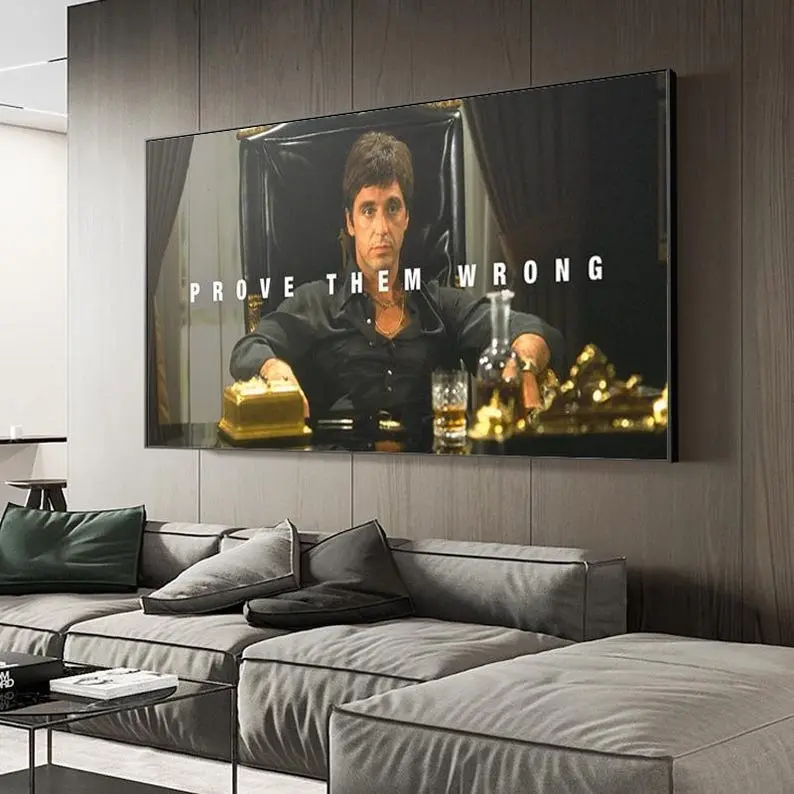 Scarface Tony Montana Motivational Wall Art, Bold Gangster Boss Quote Print Inspiring