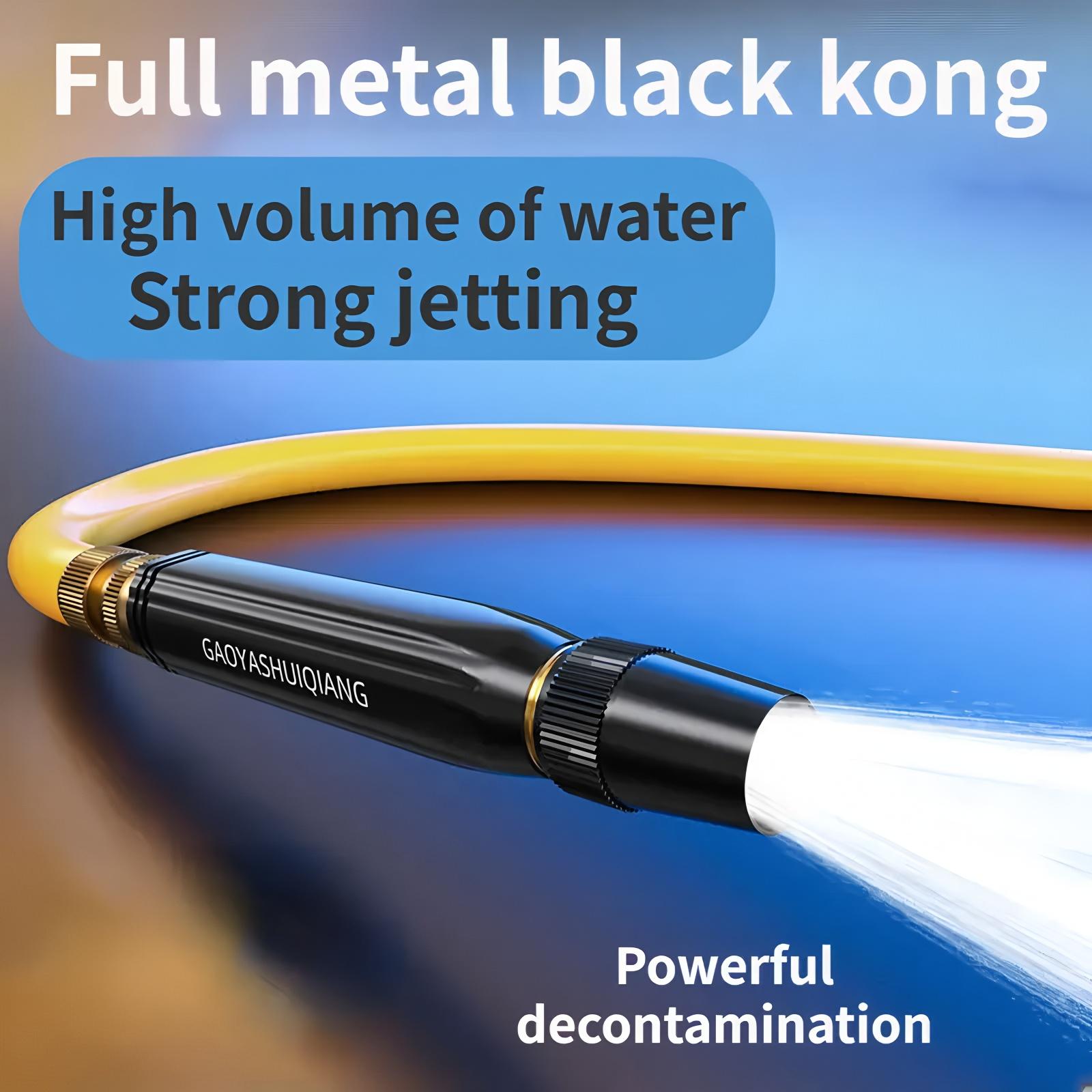 Metal Black Diamond Water Gun Set with 3 Connectors & 10 Meter Hose, High Pressure Power Washer Wand Watering Spray Gun for Gardening, Car Wash, Outdoor Cleaning, Ideal for Irrigation and Landscaping