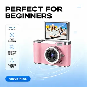 Retro Blush Pink Flip-Screen Digital Camera - 4800M Pixels, 16x Digital Zoom, HD Photo & Video All-In-1 Device, Portable Entry-Level Card Camera for Teenagers & Students' Daily Vlogs