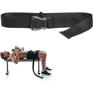 Belt Squat Collar for Nordic Hamstring Curl on Bench, 5.6Ft Long Buckle Strap for Workouts, Stability Comfort Home Fitness Exercise for Men Women Black