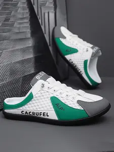 Men's Breathable Mesh Half Slip-On Sports Shoes, Casual Summer Footwear for Beach Outing & Daily Wear, Comfortable Fashion Design