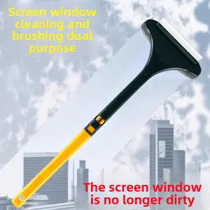 Screen Brush Household No-Disassembly Cleaning Tool Window Screen Glass Wiper Multi-Functional Water Scraper Double-Sided Brush 2-in-1