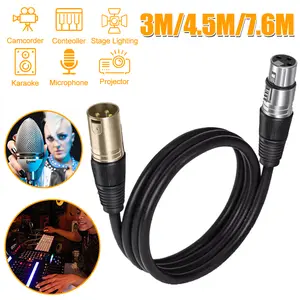 2 PACK XLR Cable Male to Female OFC Copper Audio Cable For Microphone Mixer 1m 1.8m 3m 4.5m 5m 6m 7.6m 10m 15m 20m